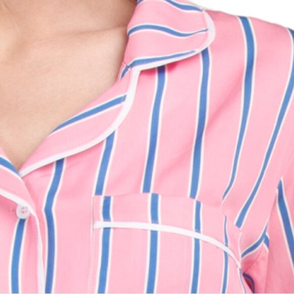 KATIE KIME 2pc Cotton Blend Tailored Striped Short Sleeve Pajama Set - Picture 3 of 4